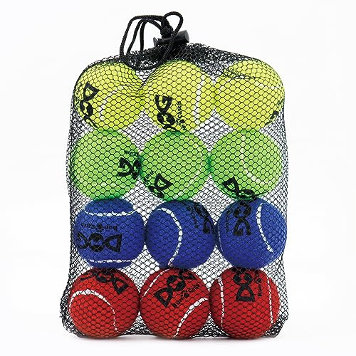 INSUM Tennis Balls for Dogs - 12 Pack 2.0'' Durable Non-Toxic Outdoor Dog Toys Balls with Mesh Bag, SGS Certified, Colorful Fetch Toys, Small Breeds (Non Squeaky)