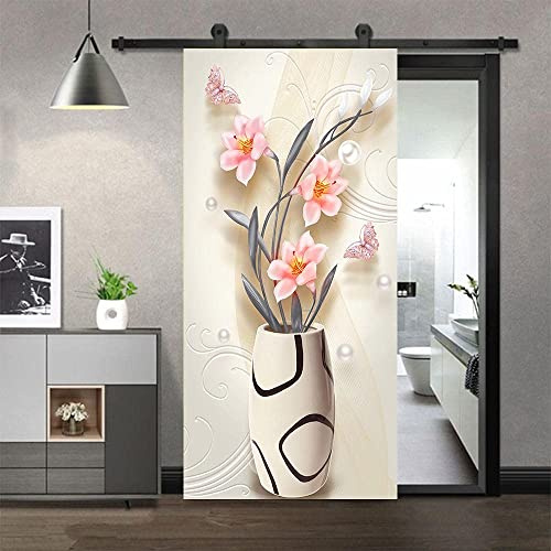 Póster Para Puerta 3D Hermosas Flores Blancas Autoadhesivos Puerta Papel Pintado Murales Arte Adhesivos Pared Foto 77 X 200 Cm Puerta De Pvc Extraíble Decoración Para Sala De Estar Dormitorio Baño Co