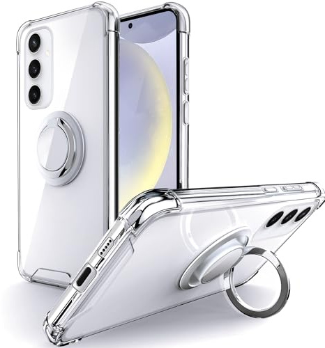 Silverback für Samsung Galaxy S24 Hülle, Handyhülle mit 360° Ring Halter Schutzhülle TPU Cover Stoßfester Stoßfänger Weiche Dünn für Samsung Galaxy S24 Case - Transparent