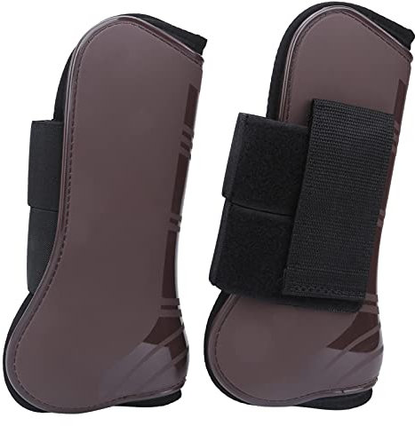 ChengyuWei Pferdegamaschen, Sehnengamaschen mit offener Vorderseite, Schutz- und Stoßdämpfer, PU-elastischer, verdickter Hindernisbeinschutz (EIN Paar mittelgroße Vorderbeine)
