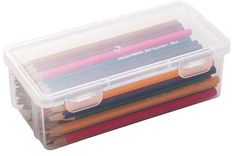 Hnonoxy Plastbox med lock, plastförvaringslåda för pennor, Transparenta pennboxar Pennbox, Plast Pennbox Organizer, Förvaringslåda för skrivsaker Kosmetika Verktygsdelar (S)