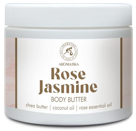 Manteca de Rosa-Jazmín 300 ml - Manteca Corporal en Crema con Manteca de Karité - Aceite de Almendras & Aceite de Coco - Hidratante Corporal - Cuidado de la Piel - Cuidado de Manos - Belleza