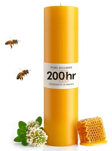 200hr Pure Beeswax Candles - Handmade in Wales - Natural Pillar Candle | Natural Beeswax Candles for Home Decor, Perfect for Relaxation and Ambiance, Pure Beeswax Advent Candle