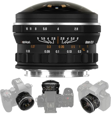 AstrHori 6mm F2.8 - Obiettivo fish-eye circolare, ultra grandangolare 220°, obiettivo creativo con messa a fuoco manuale per fotografia e video per montaggio E-/L/RF-/Z (L Mount)