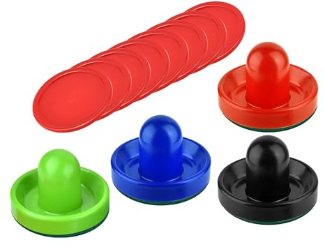 BDJXOZYH 4 Air Hockey Pushers och 8 Pucks 6,3 cm puckar för familjespel bord fest 4 färger, 96 x 60 mm