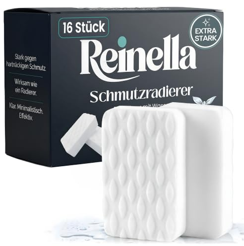 Reinella Borrador de suciedad – Esponja de melamina solo con agua – Esponja de limpieza para el hogar, cocina, baño y zapatos – 16 unidades