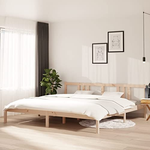 Teenpull Estructura de Cama de Madera Maciza 200x200 cm con cabecero Resistente para Dormitorio Juvenil y Adulto Soporte de lámina Base de lecho sin colchón diseño Funcional y Estable para Descanso