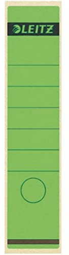 Leitz Rückenschild selbstklebend für Standard- und Hartpappe-Ordner, 10 Stück, 80 mm Rückenbreite, Langes und breites Format, 62 x 285 mm, Papier, grün, 16400055