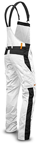 strongAnt® - Salopette da Pittore Berlin Salopette combinati 100% Cotone - Tasche per Ginocchiere - Made in EU - Taglia: 90, Colore : Bianco