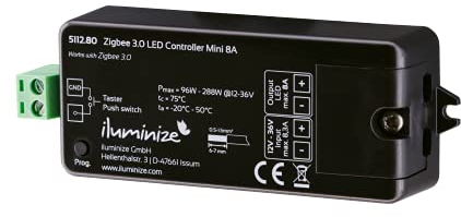 iluminize LED-Controller 1x 8A, 12V-36V, für weiße LEDs, Lightlink & Touchlink | Zigbee kompatibel (1x 8A weiß)