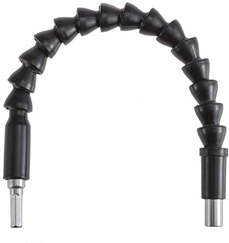 KATUR Extensión flexible de brocas, destornillador, ejes suaves, conexión universal de taladro, adaptador de taladro eléctrico de 1/4 + broca de extensión de 1/4 (negro)