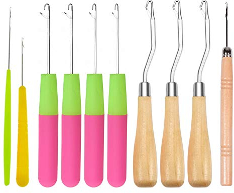 Nsiwem Knüpfnadel 10 Stück Teppich Knüpfhaken Knüpfteppich Häkel-Nadel Teppich Stricken Latch Häkelnadeln Set Verriegelung Werkzeug für Zopfhaare Teppichherstellung