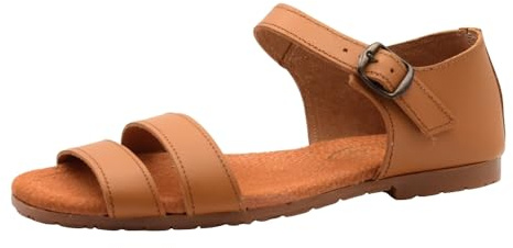 PASARELA - Sandalia Unisex de Piel Acolchada con Hebilla para Nazareno/Frailera, en Color Camel Cuero Hombre Color: Camel Talla: 42