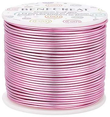 BENECREAT 68 m 1.5 mm Aluminium Wire for Beads, Fade-Resistant, Flexible Wire for Sculpting, Jewellery Beads Works Flamingo