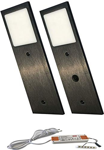 ACCE Ultra tunna LED-spotlights med aluminiumkropp, för möbler eller kök, med omvandlare (varmvit, 2 st)