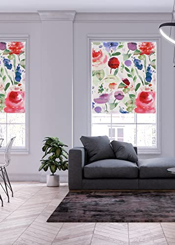 Lister Cartwright Floral Summer Patterned Roller Blinds (90 x 140 cm) | Cut to Size Blackout Blinds for Windows | Bedroom, Bathroom, Kitchen & Door Window Blinds | Easy Fit Child Safety Roller Blinds