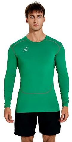 vf VFIT Camiseta compresión Hombre Manga Larga Termica Deportiva Fitness Running Transpirable Secado Rapido Gym Tejido elástico Ajustado Entrenamiento Futbol Baloncesto Crossfit（Verde,M）