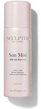 Sun Mist Spray with SPF 50 from Sculpted by Aimee - 70ml Invisible Facial SPF 50 Spray Mist for Under and Over Makeup Hydration, Sun Protection, and Refreshing the Skin with Apricot Oil and Vitamin E