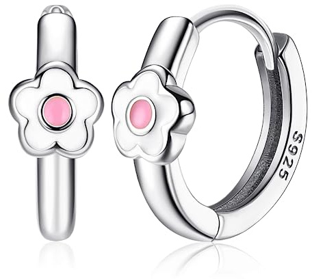 MILACOLATO Daisy Pendientes Aros para Niños Pequeños Mujeres18k Chapado en Oro Lindo Pendientes de Oro Cartilaginoso para Niñas Plata Rosa
