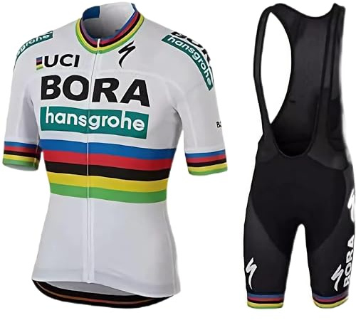 louizumify Maillot Ciclista Profesional de Manga Corta para Hombre, Material de Alto Rendimiento, Transpirable y con protección Solar, Secado rápido, 3 Bolsillos Traseros