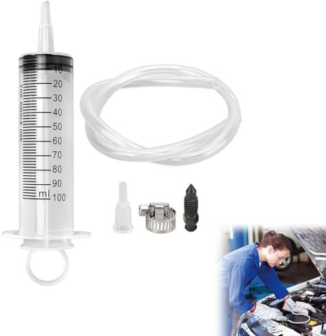 Kit de Purge de Frein Moto avec Tuyau 50cm, Seringue Embrayage Hydraulique 100ml, Système à Disque pour Huile