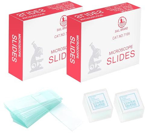 100 Stück Mikroskop Objektträger 25,4 x 76,2 mm und 200 Stück Deckgläser 18x18mm für Labor Biologie Wissenschaft Studium