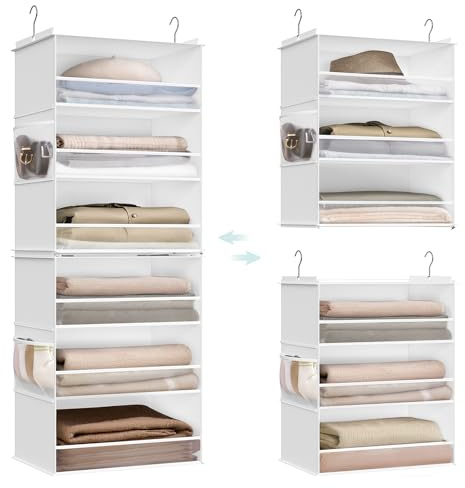 SONGMICS Widended Hanging Closet Organizer and Storage, 6-Tier, Separable
