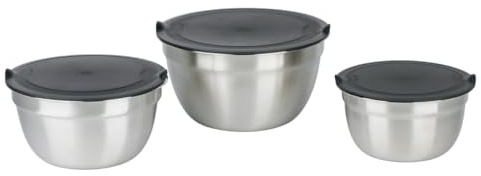 alpina Rührschüssel Set Edelstahl - Edelstahlschüssel mit Deckel - Schüsselset für Küche und Salate - Mixing Bowl Set für Rührschüsseln - Küchenschüssel Edelstahl