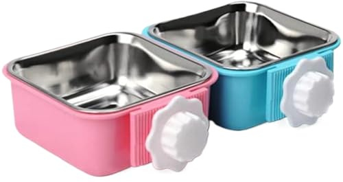 2 ciotole per cani rimovibili, in acciaio inox, con supporto per bulloni, ciotola quadrata ecologica per gatti, cuccioli, conigli, piccoli animali, acqua quadrata per animali domestici
