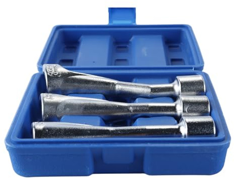 Ausi Set di 3 bussole esagonali doppie aperte - utensile per cavi da 14/17/19 mm + chiave per sonda lambda Crowfoot