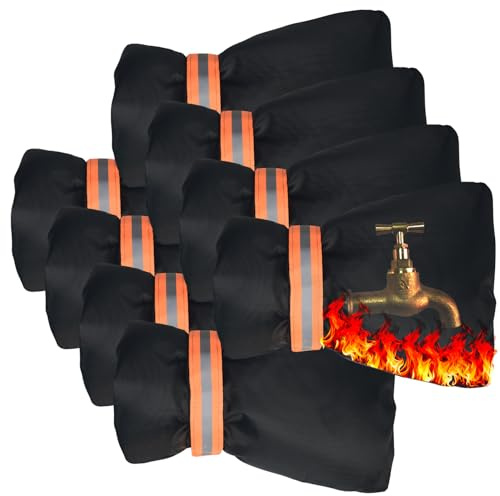 KELEFET Outdoor Winter Faucet Hose bib Wall Taps Ouside Covers - 8.3”H x 6.7”W, Waterproof & Frost-Free for Winter Freeze Protection, Black, Gray (Black 8pcs)