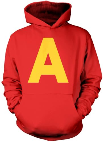 HotScamp Chipmunk Costume Outfit Hooded Sweatshirt - Yellow Letter A Red Hoodie Group Matching Top Halloween Top Fancy Dress Party Cosplay Hoody - M Red