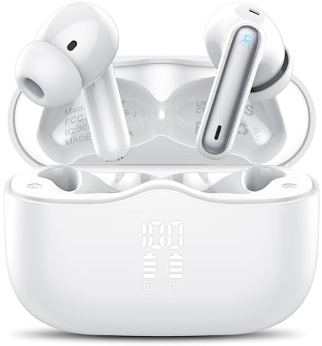 xinwld Bluetooth-hörlurar, trådlösa hörlurar Bluetooth 5.3, trådlösa hörlurar djup bas trådlösa hörlurar 40 timmar, in-ear hörlurar med 4 ENC brusreducerande mikrofon