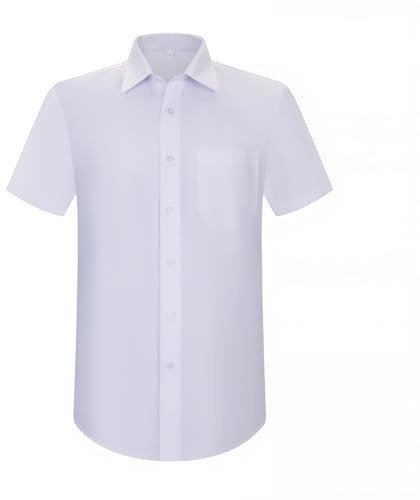 Camisa Camarero Hombre Manga Corta Uniforme Hosteleria Profesional Corte Clasico Tejido Transpirable Poliester Algodon Facil Lavado Trabajo Diario Restaurante Bar Hotel - Serie S834B