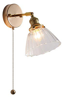 CCXXYGWJ Vägglampa, japansk draglina Glas Vägglampa Järn E27 Sockel Vägglampor Passande för hotellkorridor Sängbelysning Sovrum Sängbord Läslampa Vägglampa