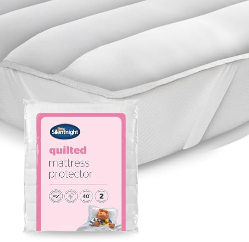 Silentnight Quilted Single Polyester Mattress Protector with Extra Deep Fit Elasticated Straps – Hypoallergenic, Super Soft and Machine Washable , Single , White