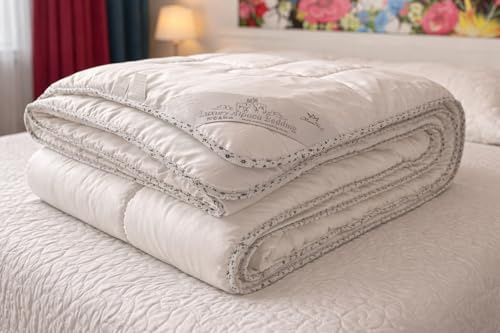 Trapunta di alpaca Piumino classico in lana merino, trapuntato in cotone bianco + imbottitura in lana 8-10,5 tog, 400 g/mq, peso medio (160 x 200 cm)