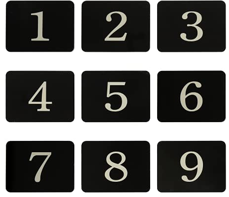 Acrylic Rectangle Locker Number Tag Sticker Door Sign House Number Room Number with Self-Adhesive Tape (1-25, Black)
