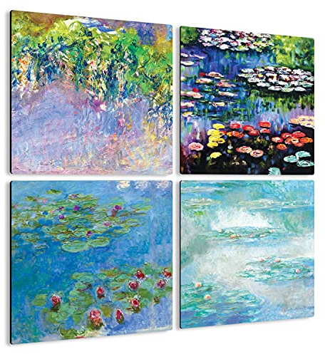 Giallobus - Quadri 4 Multi Pannello Art Board - Claude Monet - Le opere più Belle di Monet - Raccolta 2 - Legno MDF - 29,7x29,7 - x 4 Pezzi