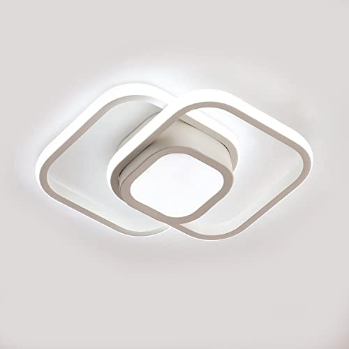 DAXGD Lámpara de Techo LED Moderna, 32W Plafón LED Techo Cuadrado, 32CM Blanco Luz de Techo para Dormitorio Corridoer Sala de Estar Oficina, Blanco Frío 6500K