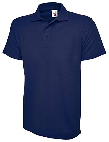 Mens & Womens Classic Polo Shirt Short Sleeve Plain Tee Top Casual Work Sports (M, French Navy)