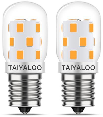 TAIYALOO LED Microwave Light Bulbs Under Hood 40W Equivalent, E17 LED Bulb Dimmable for Range Hood, Refrigerator, 3W 380LM T7 Appliance Light Bulb Over Stove, Warm White 3000K, Pack of 2