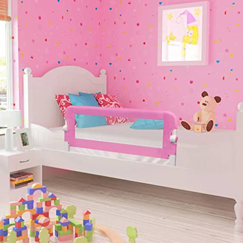 homiuse Kleinkind-Bettschutzgitter 120x42 cm Polyester Rausfallschutz Bett Bettumrandung Babybett Bettgitter Rausfallschutz Boxspringbett Kinderbett Bettgitter Faltbar Bettschutzgitter Rosa