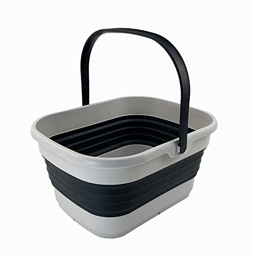 SAMMART 13L Faltbarer Korb mit Griff – Tragbarer Picknickkorb/Krater für den Außenbereich – Faltbare Einkaufstasche – Platzsparender Aufbewahrungsbehälter (Grey/Slate Grey (SH))