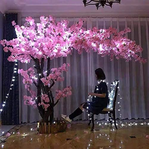 Árbol artificial, Cerezos en flor, Duraznos artificiales densos, troncos de madera maciza, adecuados para interiores, familiares, sala de estar, exterior artificial,Rosado,1.8X1M