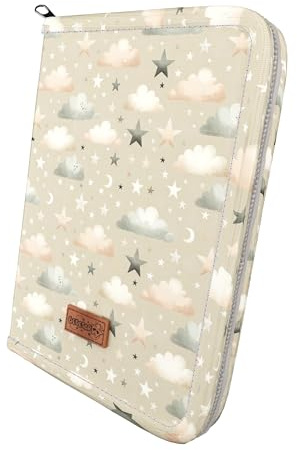 Bebesar® Portadocumentos bebé impermeable - Funda cartilla sanitaria bebe - Organizador documentos para bebes y embarazadas - Regalos originales para bebes recién nacidos (Estrellas Gris)