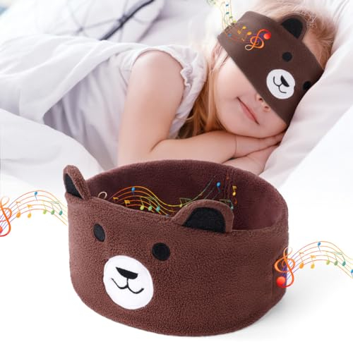 OFFCUP Cuffie per Dormire, Cuffie per Bambini, Senza Fili per Il Sonno, Musica per Gli Occhi per Dormire/Sport/Relax/viaggi/insonnia, Regali di Natale per Ragazzi e Ragazze (Orso)