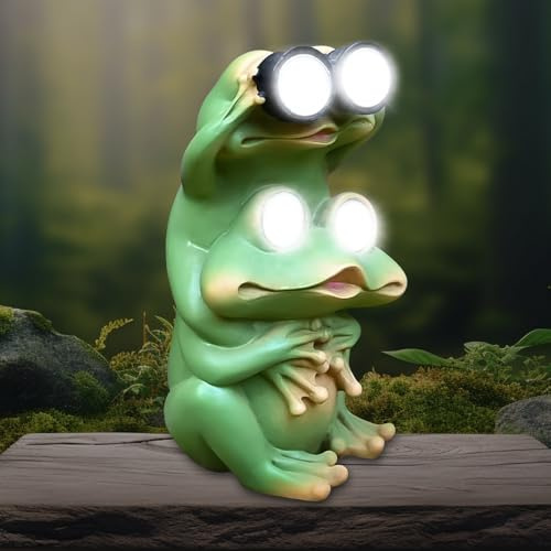 DAJASD Grenouille solaire - Décoration de jardin d'extérieur - Imperméable - Avec lumières LED - Grenouille solaire à LED - Cadeau - Décoration de jardin solaire pour terrasse, pelouse, cour