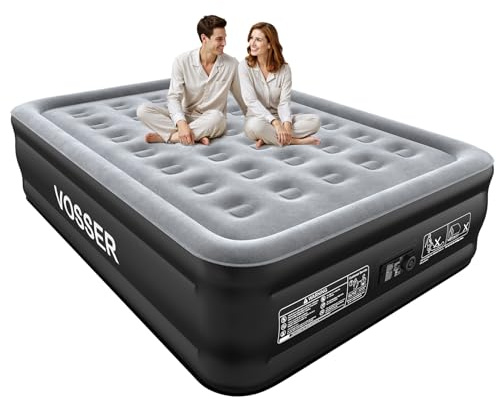 VOSSER Air Mattress Queen with Built in Pump,Updated Blow Up Mattress in 3 Mins,18'' Raised Self Inflatable Mattress,Portable Airbed for Home,Floor&Camping,Queen Size Air Matress for Adults,660LB Max