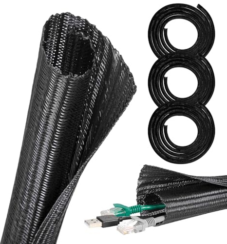 9M/29.53ft Cable Tidy Sleeve - Cord Management Sleeve,Cable Protector Animal Proof,Self-Closing Cord Protector,for Home,Office Organize and Hider Wires,for PC/TV USB Power Cord Audio Video